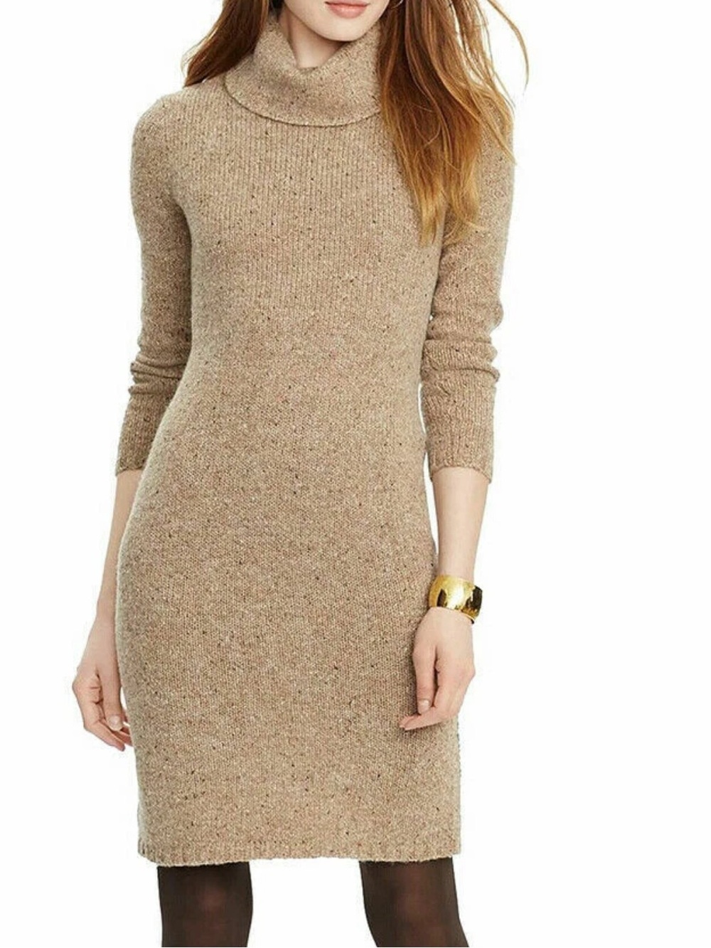 Lauren Ralph Lauren Turtleneck  knit Sweater Dress Tweed Wool Blend Women’s PM